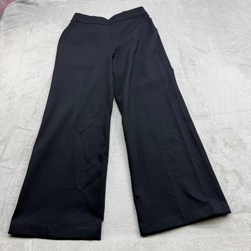Spanx The Perfect Pant Women's L Black Wide Leg Ponte Pull On Chic Quiet Luxury